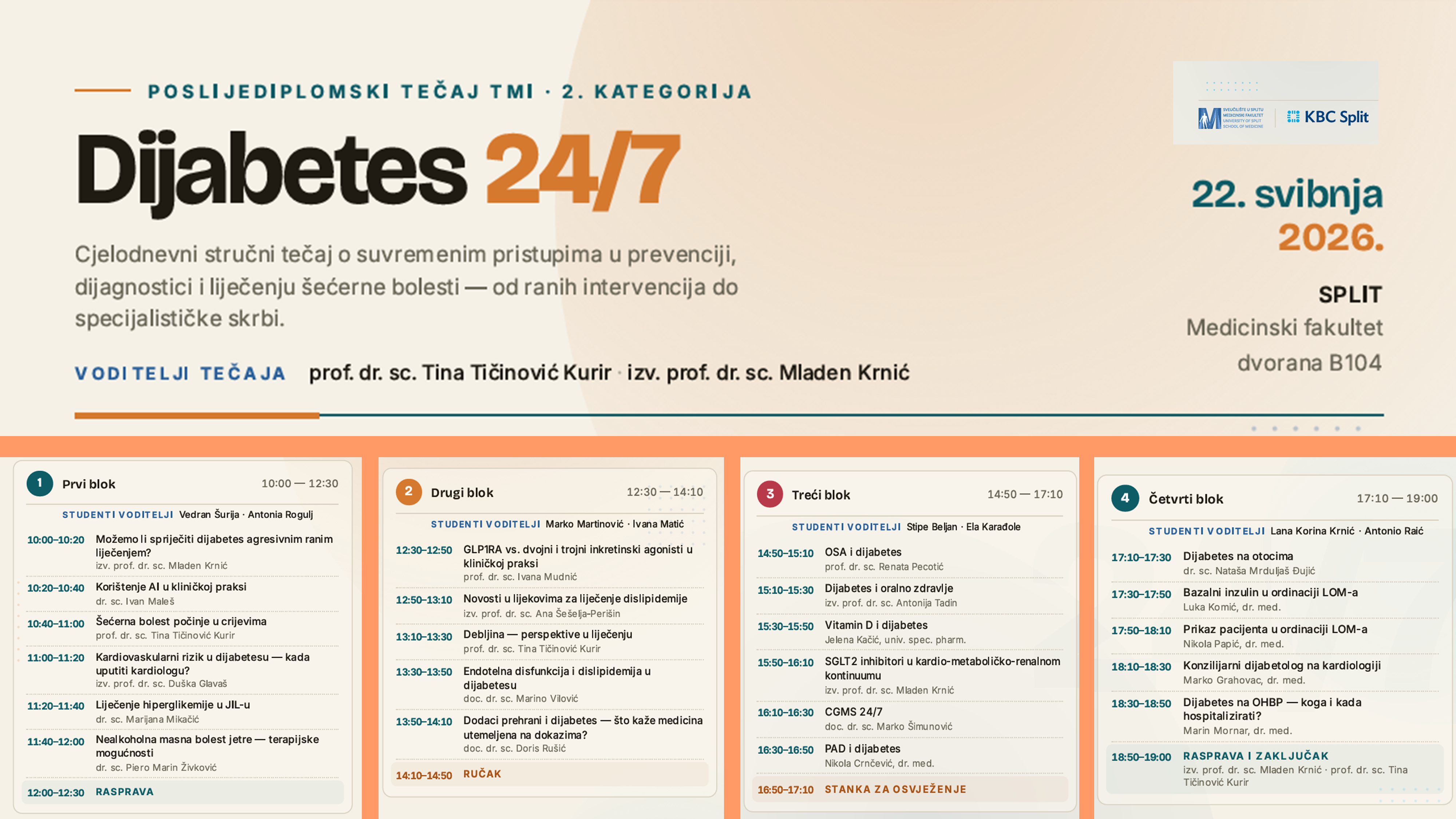 Poslijediplomski tečaj trajne medicinske izobrazbe 2. kategorije - Dijabetes 24/7